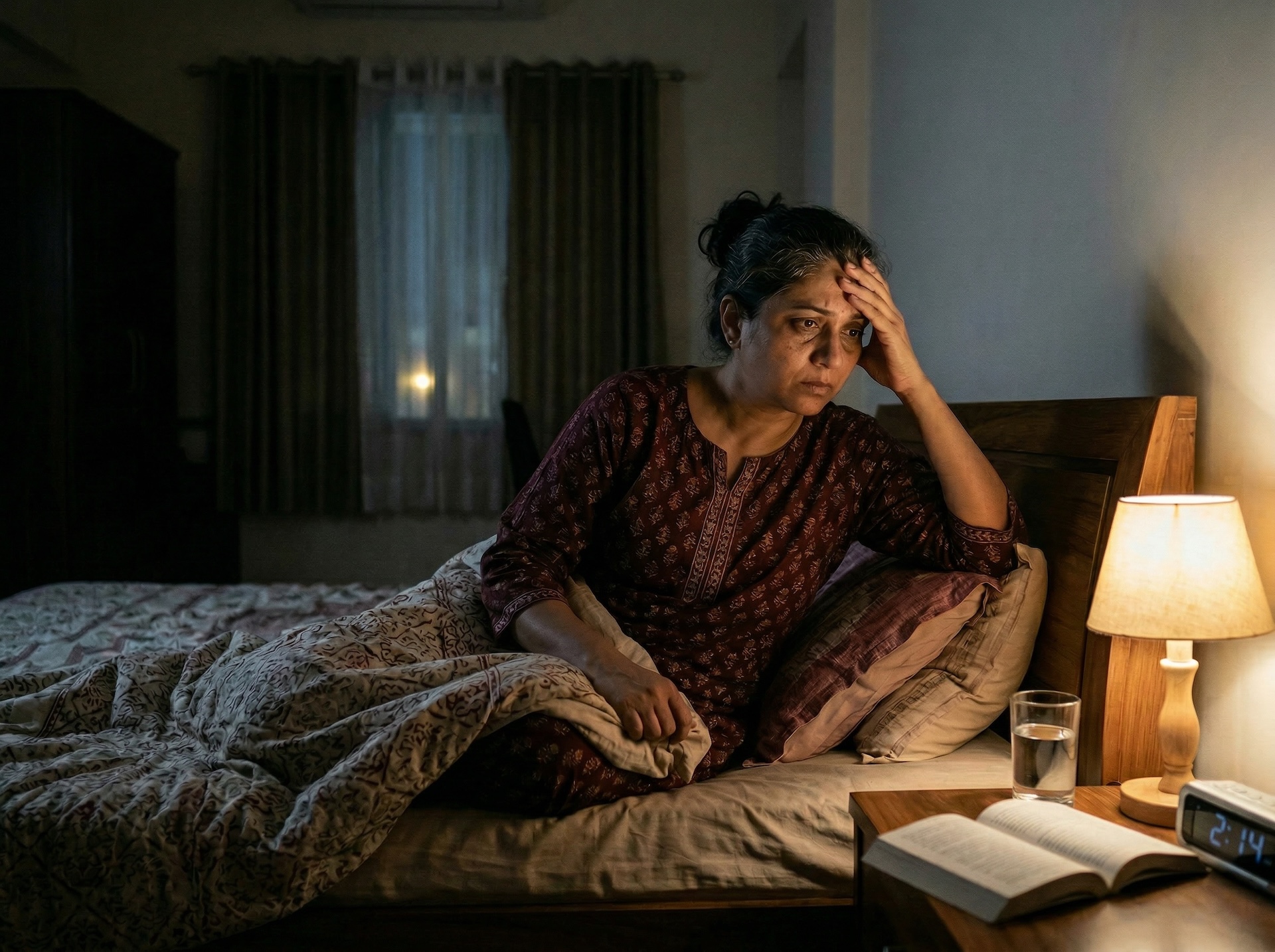 Person awake at night wondering why they can’t sleep