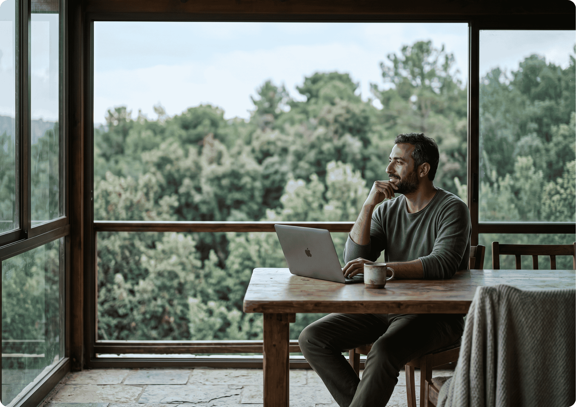 Person at home laptop for telehealth psychology appointment, Mind-Care serving the Blue Mountains NSW
