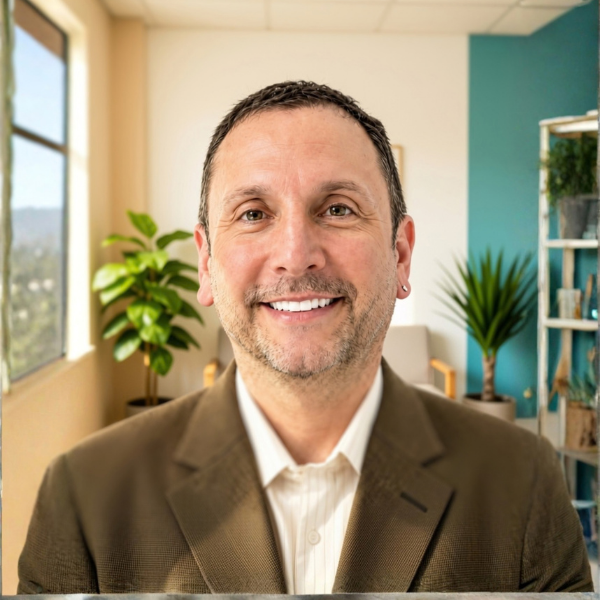 Dr Gustavo Vechi, Clinical Psychologist, standing in a professional therapy office at Mind‑Care Mental Health